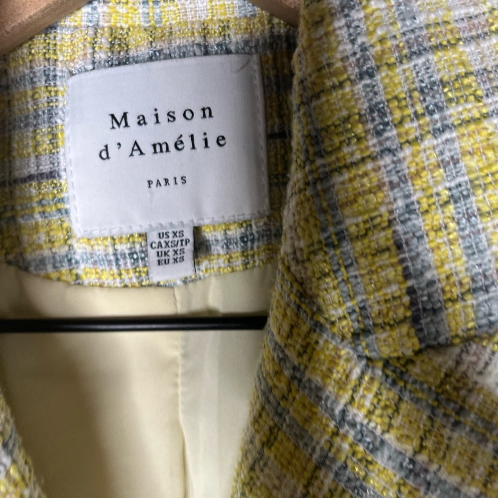Maison d’Amelie Tweed Plaid Double Breasted Short Sleeve Blazer Size XS Academia - Picture 6 of 10